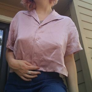 Reformation silk crop button up